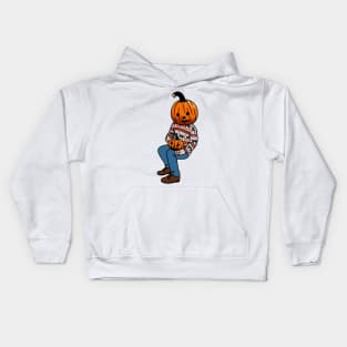 Pumpkin Boy Sitting Kids Hoodie